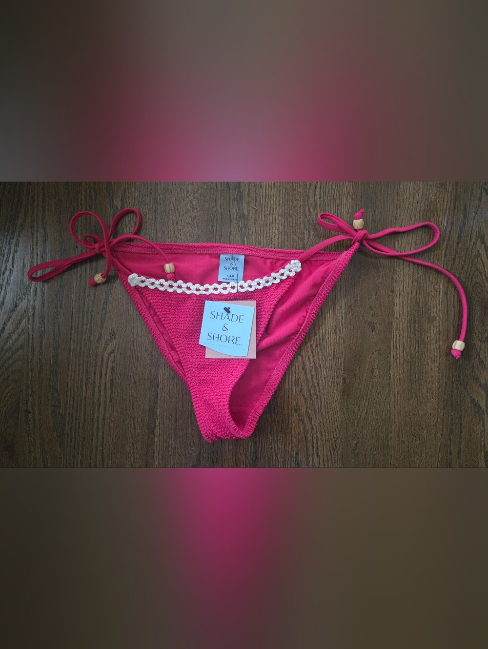 New Shade & Shore Womens Small Red Swim Bikini Bottoms